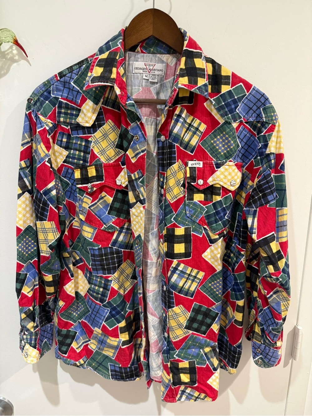 Vintage Guess Multicolor Plaid Patchwork Shirt